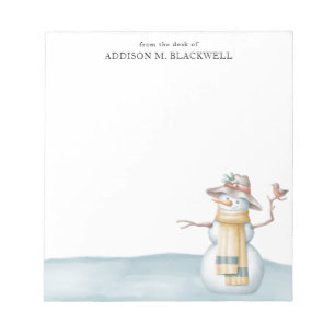 Bloco De Notas Watercolor Snowman Da Mesa De
