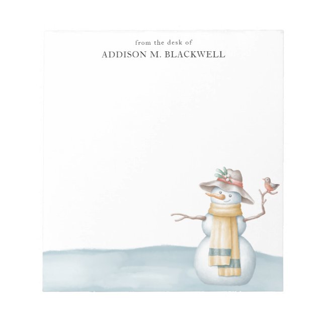 Bloco De Notas Watercolor Snowman Da Mesa De (Frente)