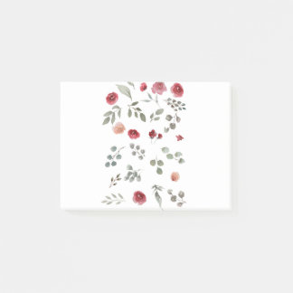 Bloco De Notas Watercolor Watercolor Roses Green Leaves Leaves
