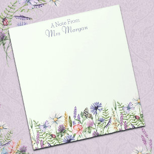 Bloco De Notas Watercolor Wildflower, nota do professor.