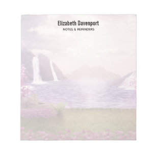 Bloco De Notas Waterfalls & Cherry Trees around a Lake