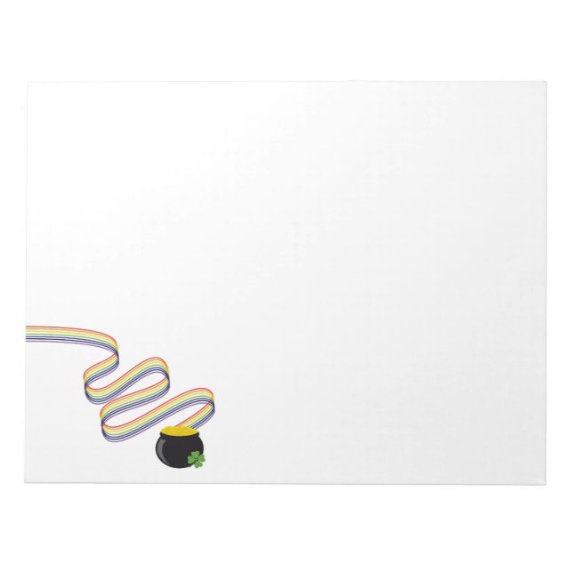 Bloco De Notas Wavy Rainbow Stripes Leading to Pot of Gold (Frente)