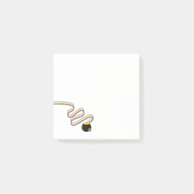 Bloco De Notas Wavy Rainbow Stripes Leading to Pot of Gold (Frente)