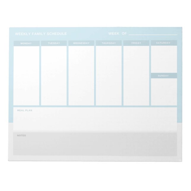 Bloco De Notas Weekly Family Schedule (Frente)