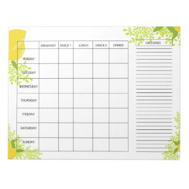 Bloco De Notas Weekly Meal Planner with Lemon Design