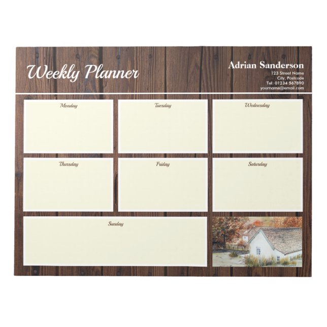 Bloco De Notas Weekly Planner Buttermere Village Inglaterra Autum (Frente)