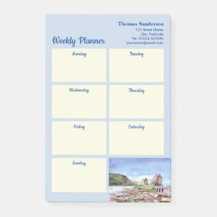 Bloco De Notas Weekly Planner Eilean Donan Castle Watercolor