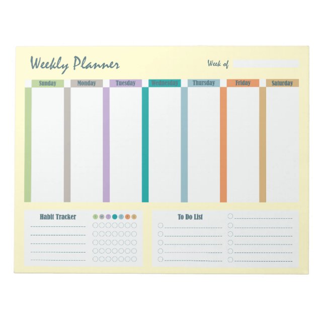 Bloco De Notas Weekly Planner Habit Tracker To Do List Notepad (Frente)
