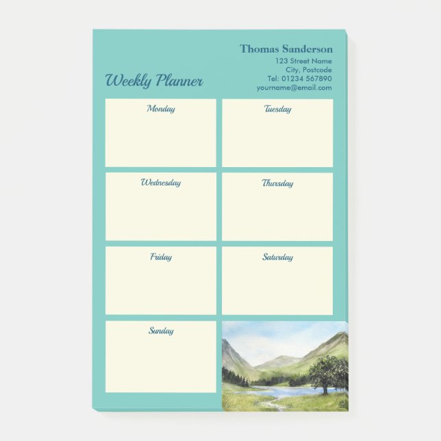 Bloco De Notas Weekly Planner Lake Buttermere Cumbria Inglaterra (Frente)