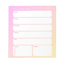 Bloco De Notas Weekly Planner Notepad – Weekday Layout