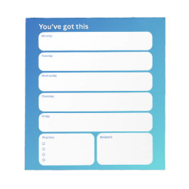 Bloco De Notas Weekly Planner Notepad – Weekday Layout