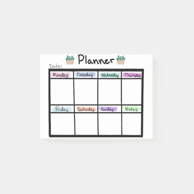 Bloco De Notas Weekly Planner Post it Notes (Frente)