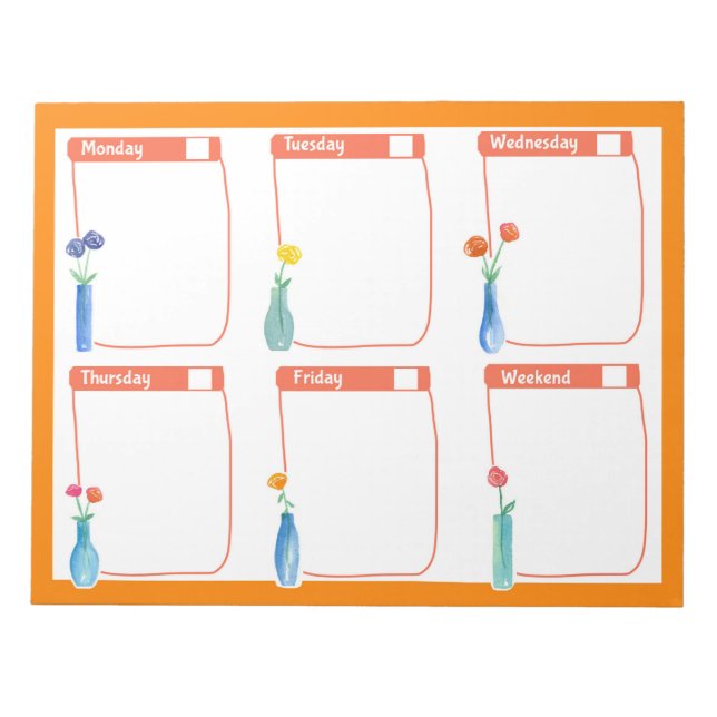 Bloco De Notas Weekly Planner Rose Bouquet Orange (Frente)