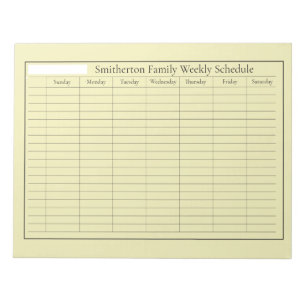 Bloco De Notas Weekly Planner Schedule Yellow Notepad