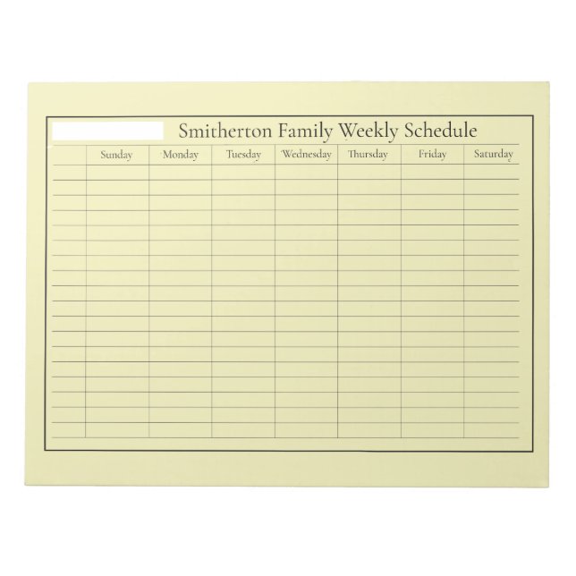 Bloco De Notas Weekly Planner Schedule Yellow Notepad (Frente)