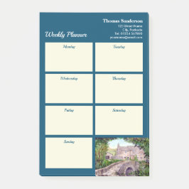 Bloco De Notas Weekly Planner Stone Bridge England Watercolor