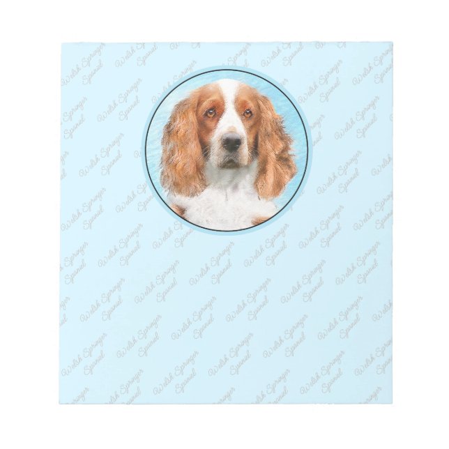 Bloco De Notas Welsh Springer Spaniel Painting - Arte Original De (Frente)