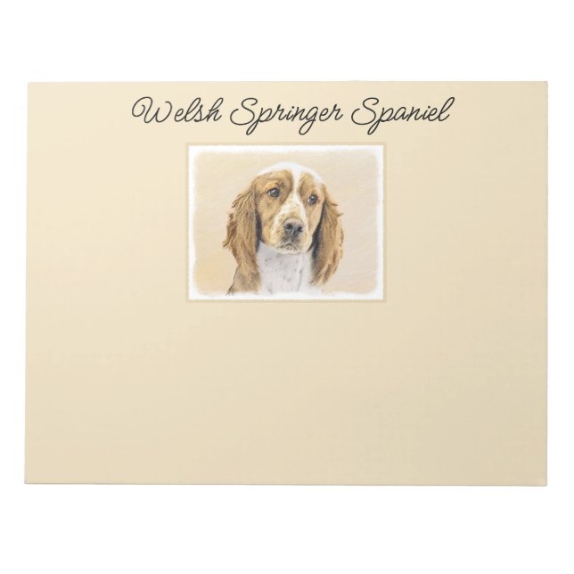Bloco De Notas Welsh Springer Spaniel Painting - Arte Original De (Frente)