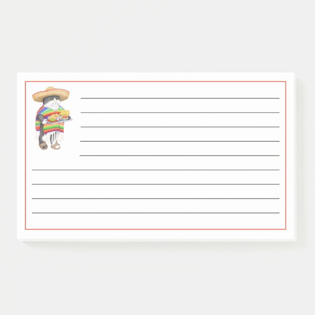Bloco De Notas WENDELITO CAT Notas Adesivas 10"x6" + Linhas (Frente)
