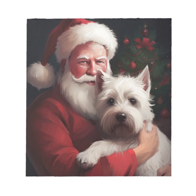 Bloco De Notas West Highland White Terrier Santa Claus Natal (Frente)
