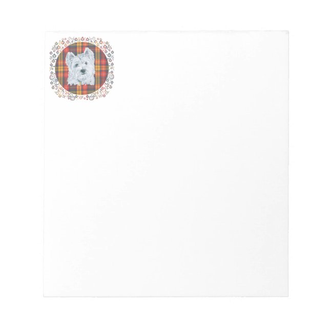 Bloco De Notas Westie em Tartan (Frente)