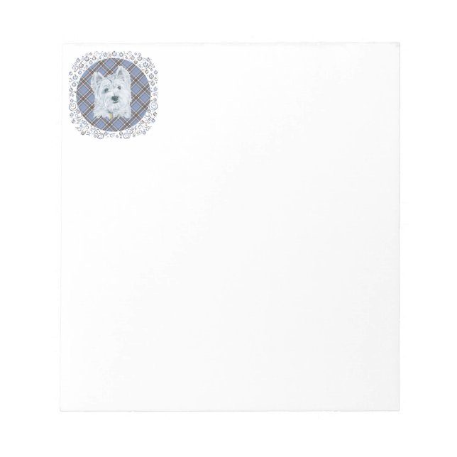 Bloco De Notas Westie no Tartan (Frente)