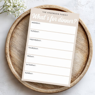 Bloco De Notas What 's for dinner light brown weekly planner