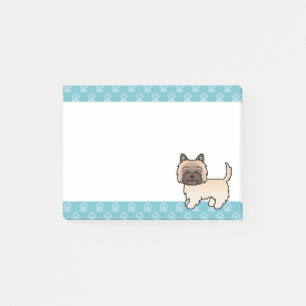 Bloco De Notas Wheaten Cairn Terrier Cartoon Dog & Blue Borders