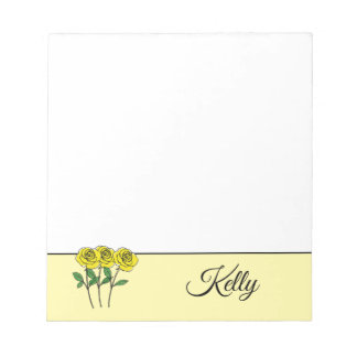 Bloco De Notas Whimsical Hand Drawn Yellow Roses