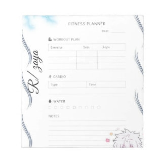 Bloco De Notas White and Black cute Fitness Planner 
