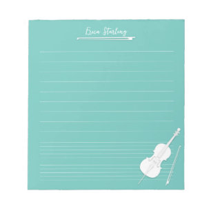 Bloco De Notas White Cello Personalizado Lição de Música Aqua