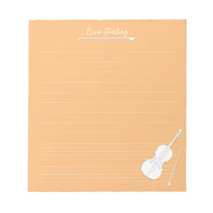 Bloco De Notas White Cello Personalizado Lição de Música Laranja