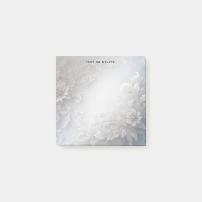 Bloco De Notas White Floral Flourish Posta as notas (Frente)