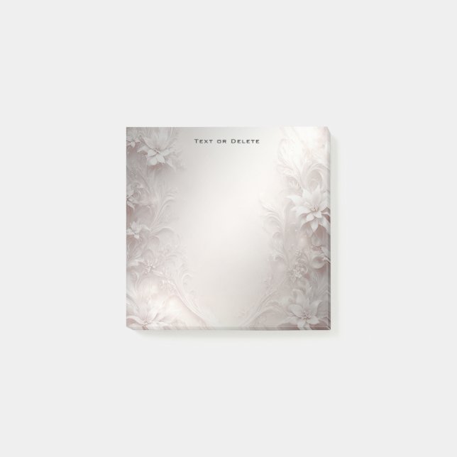 Bloco De Notas White Ivory Floral Posta Notas (Frente)