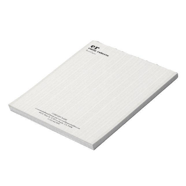 Bloco De Notas White Linen Burlap Gray Typography (Invertido)