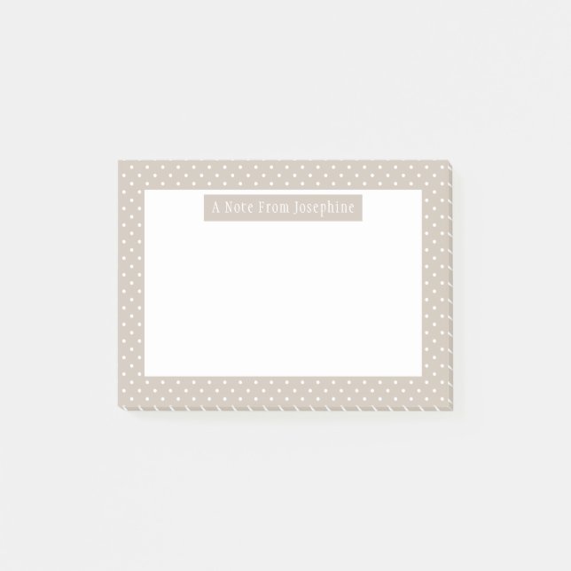 Bloco De Notas White On Beige Polka Dots Pattern Custom Text (Frente)