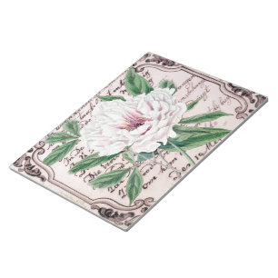 Bloco De Notas White Peony Script