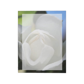 Bloco De Notas White rose flower. Floral photography.