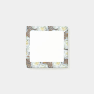 Bloco De Notas White Roses Romantic Rustic Pattern