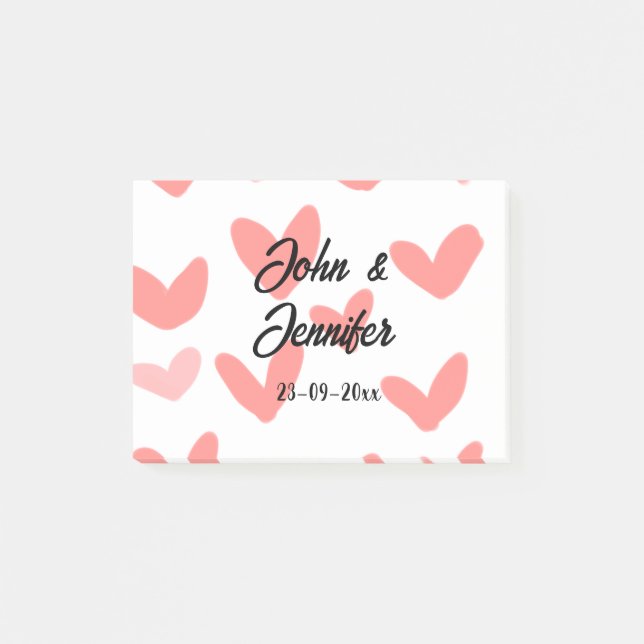 Bloco De Notas white simple minimal text style wedding red heart  (Frente)
