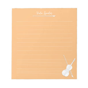 Bloco De Notas White Violin Personalised Music Lesson Orange (Liç