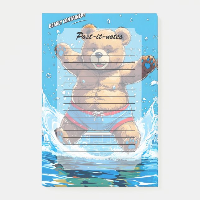 Bloco De Notas Wild Bear Summer Vintage Pool  (Frente)