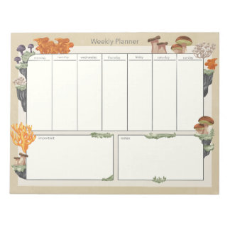 Bloco De Notas Wild Mushroom Medley Weekly Planner 8,5"x11" 50pg