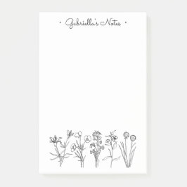 Bloco De Notas Wildflower Botanical Pretty Floral Garden Name