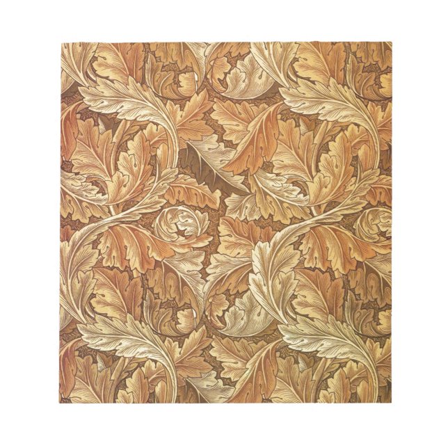 Bloco De Notas William Morris Acanthus Marrom Folhas de Outono (Frente)