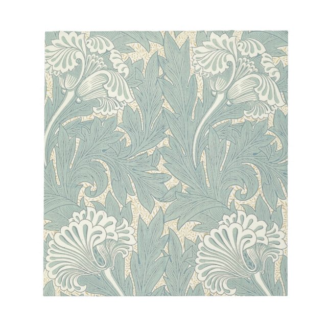 Bloco De Notas William Morris Clássico Tulipa Azul Floral (Frente)