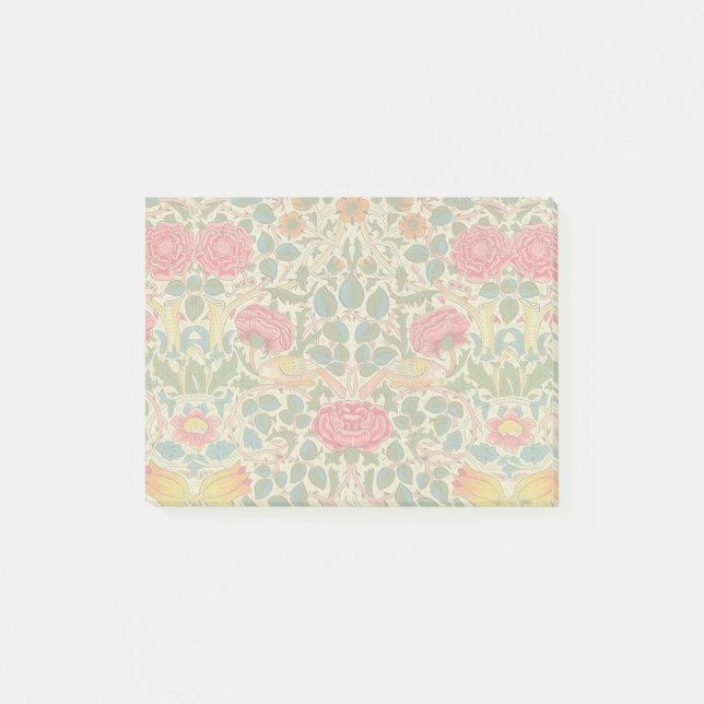 Bloco De Notas William Morris Rosa Floral Chintz Rosa (Frente)