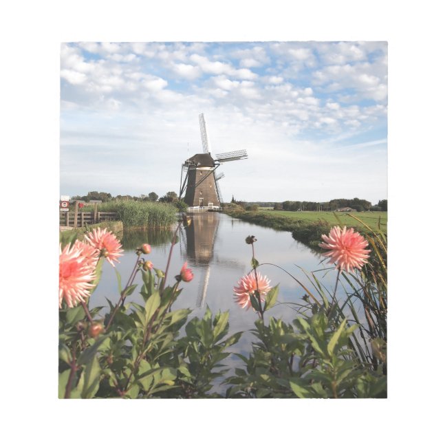 Bloco De Notas Windmill and flowers in Holland memo notepad (Frente)