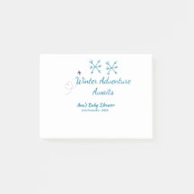 Winter Adventure awaits baby shower blue snowflake