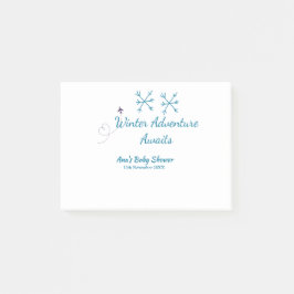 Bloco De Notas Winter Adventure awaits baby shower blue snowflake
